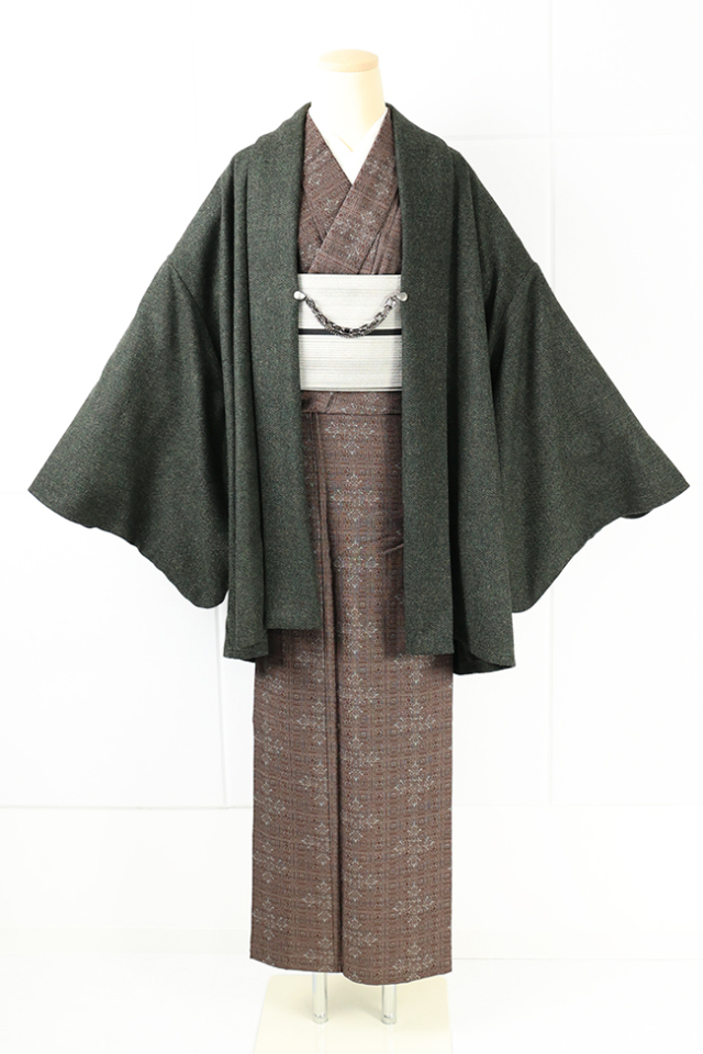 IKS COLLCTION ウール ヘリンボーン 変わり衿ショートコート カーキ