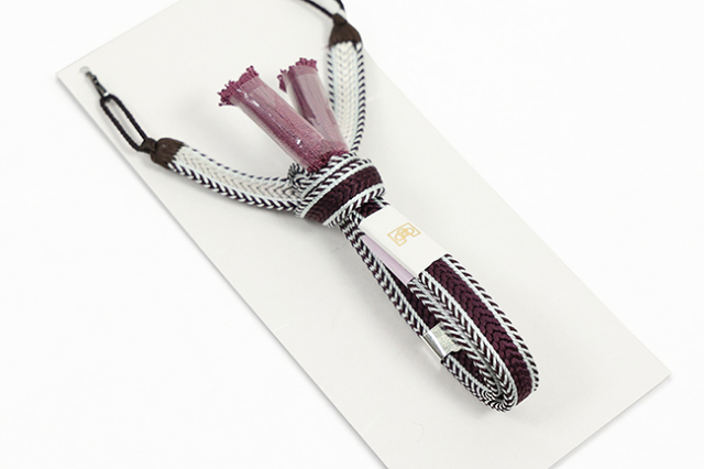 あづまやオリジナル 華千年 男性用羽織紐 正絹 直付けタイプ 紫×灰色