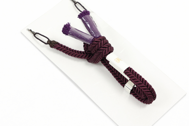 あづまやオリジナル 華千年 男性用羽織紐 正絹 直付けタイプ 濃紫