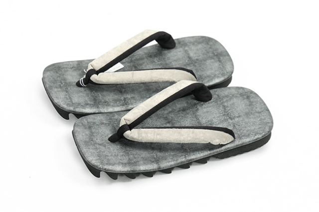 シャーク草履 男性用 いぶし銀×灰色スエード調 Lサイズ