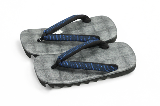シャーク草履 男性用 いぶし銀×紺破線 LLサイズ