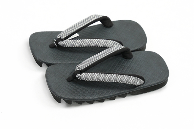 シャーク草履 男性用 黒ダイヤキルト×白ジグザグ Lサイズ