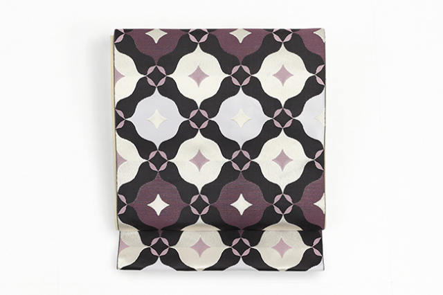 【価格はお問い合わせください】 西村織物 博多織 正絹 八寸名古屋帯 紋八寸 マラケシュ クロススター 赤紫