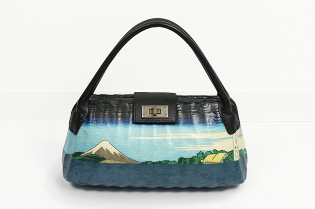 HANYI_YA はにぃ屋 一閑張り 鞄 バッグ 葛飾北斎 富嶽三十六景 青