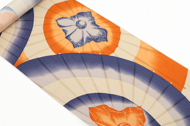 【12/25ライブショッピング紹介商品】正絹 長襦袢 広幅 傘 ベージュ×青×橙