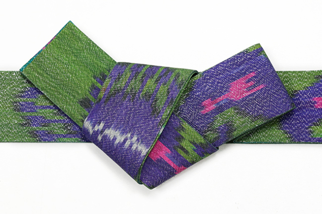 ウズベキスタン 角帯 絣 イカット KO-03 緑×紫