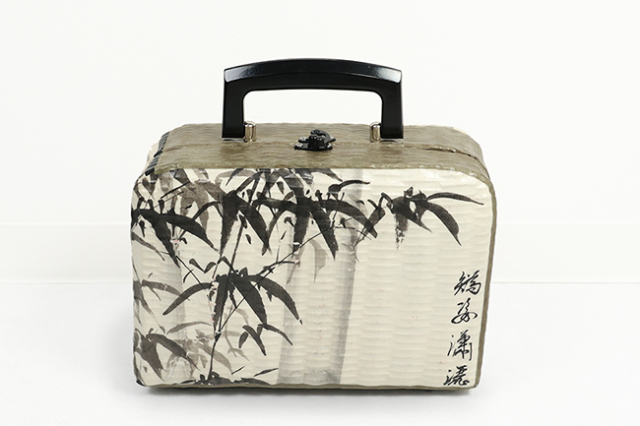 HANYI_YA はにぃ屋 一閑張り 鞄 バッグ 124 掛け軸まくり 竹 アイボリー