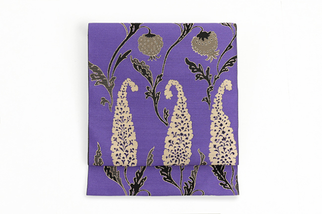 【価格はお問い合わせください】 西村織物 博多織 正絹 八寸名古屋帯 紋八寸 印花 生命の樹 紫