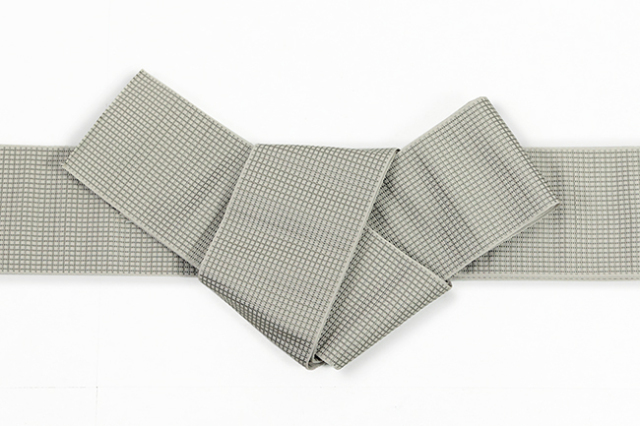 博多織 西村織物 正絹 角帯 悦 格子 灰色