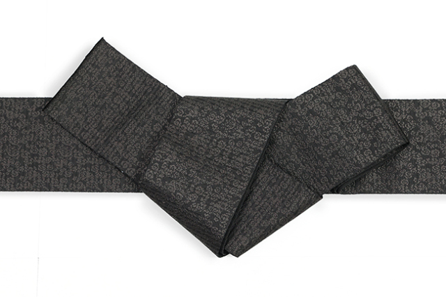 博多織 西村織物 正絹 角帯 織更紗 獅子雲文 黒