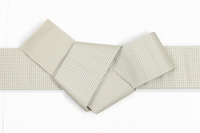 博多織 西村織物 正絹 角帯  千鳥格子 ベージュ