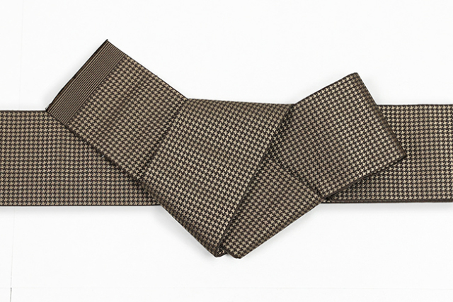 博多織 西村織物 正絹 角帯  千鳥格子 茶