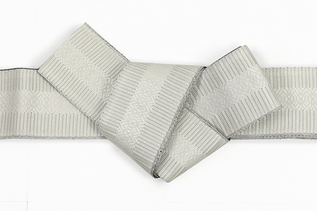 博多織 西村織物 正絹 角帯  松葉綟 灰色