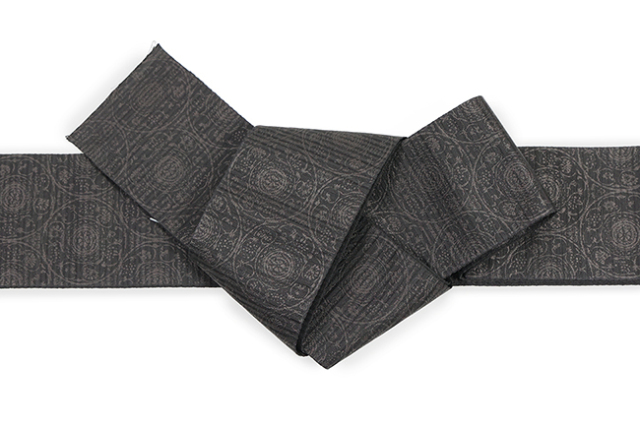 博多織 西村織物 正絹 角帯  織更紗 華皿 黒