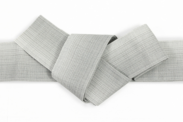 博多織 西村織物 角帯 夏帯 麻 からむし織 灰色