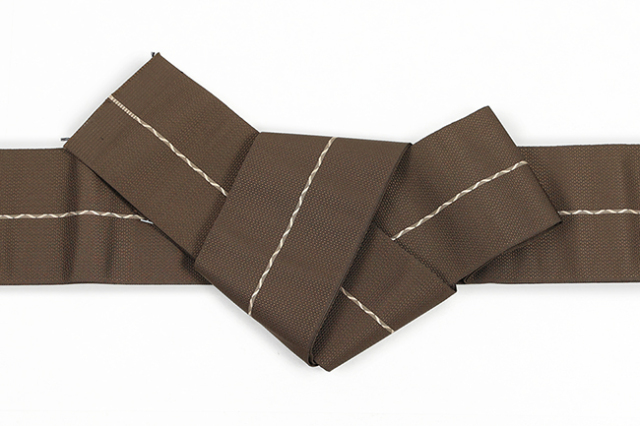 博多織 西村織物 正絹 角帯  八ノ字縞 茶