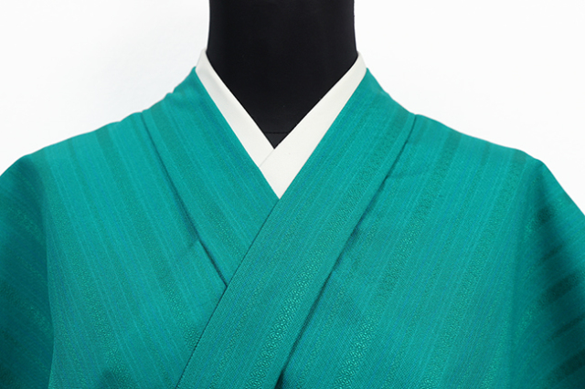 伝統的工芸品 西村織物 正絹 お召し 広幅 献上柄 緑