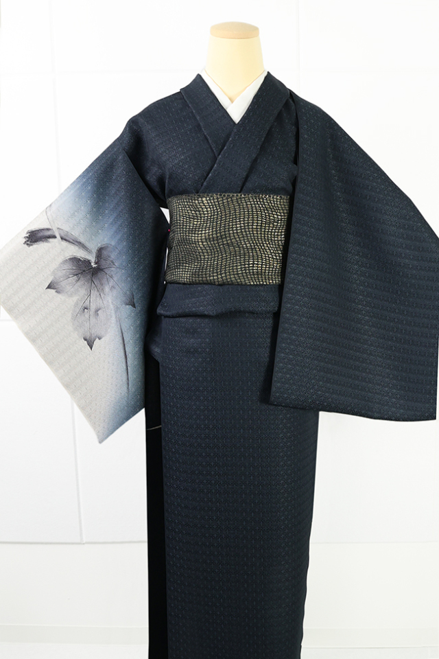 【2/6ライブショッピング紹介商品】小室庵 正絹 小紋 無地プラス 墨蔦