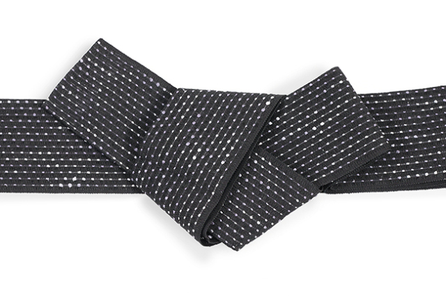 米沢織 近賢織物 角帯 和紙 流星 黒×薄紫