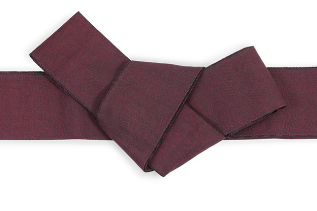 米沢織 近賢織物 角帯 綿市松 赤紫×黒