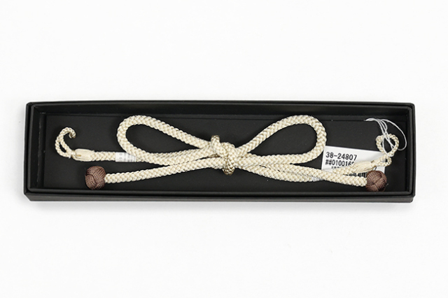 女性用羽織紐 正絹 組紐 アイボリー×茶