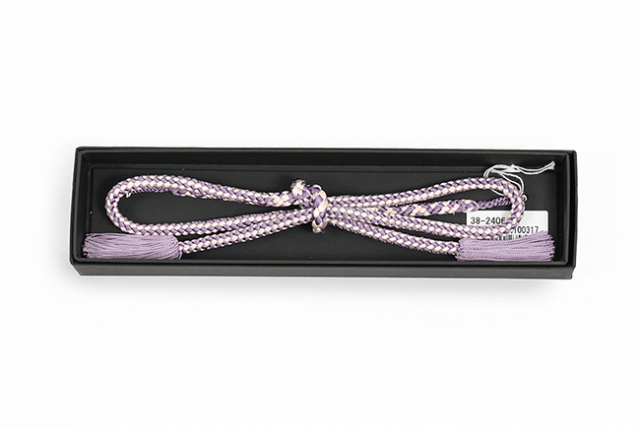 女性用羽織紐 正絹 組紐 薄紫×薄ピンク