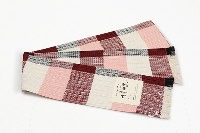 米沢織 近賢織物 半幅帯 胡蝶 赤系