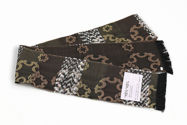 【3/6ライブショッピング紹介商品】米沢織 近賢織物 綿 半幅帯 つばらつばら 雪輪 茶系