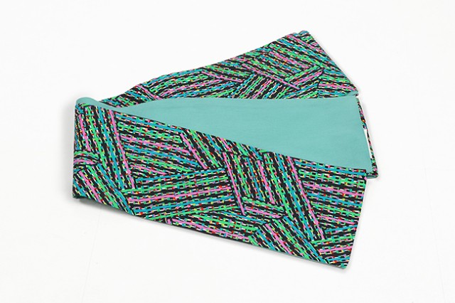 ひでや工房 綿 半幅帯 幾何学模様 マルチカラー