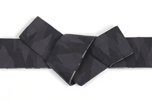 Kimono Factory nono 綿 角帯 両面 迷彩 黒×灰色