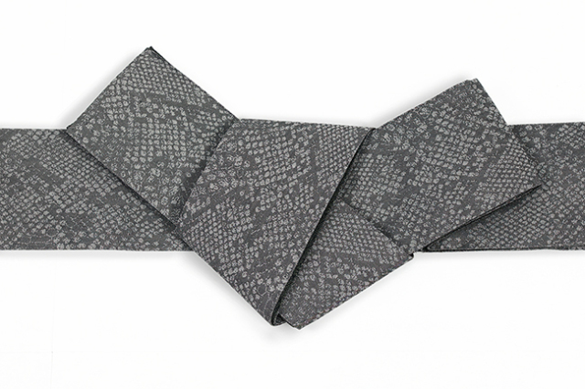 Kimono Factory nono 綿 角帯 両面 GRITTER （グリッター）クロコ×尖塔 濃灰×深緑