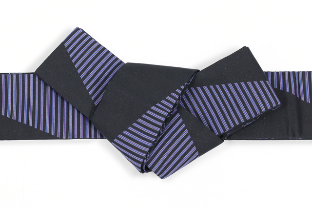 Kimono Factory nono 綿 角帯 両面 GRITTER (グリッター) チェーン×スライド 黒×青紫