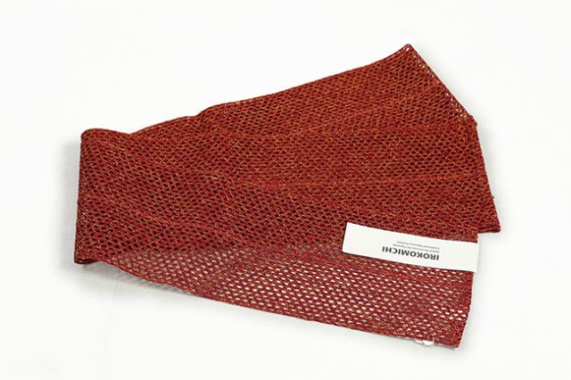 IROKOMICHI 本麻 半幅帯 夏帯 麻組紐帯 レース 赤 mixオレンジ