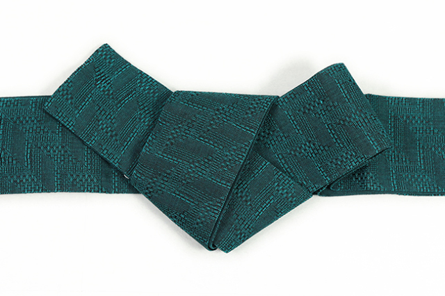 本麻 角帯  夏帯 ダブルストライプ 青緑