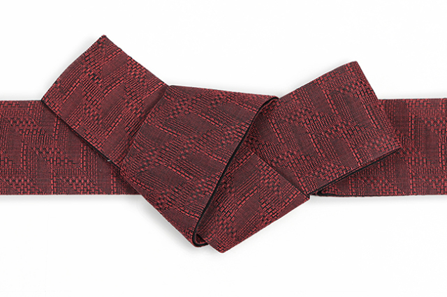本麻 角帯  夏帯 ダブルストライプ 赤黒ｘ黒