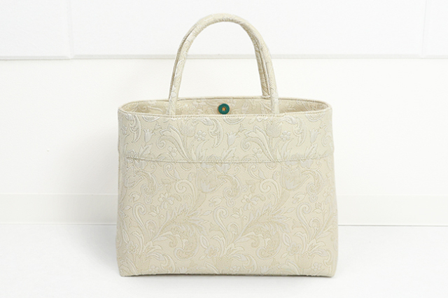 華千年 バッグ ハンドバッグ 更紗 大 ベージュ