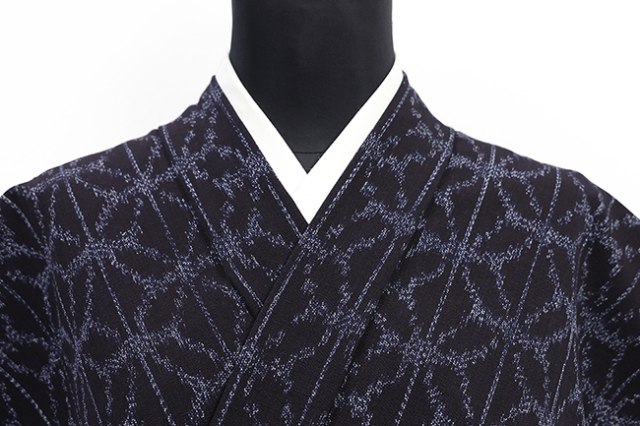 久留米絣 木綿着物 普段着きもの 麻の葉 紺