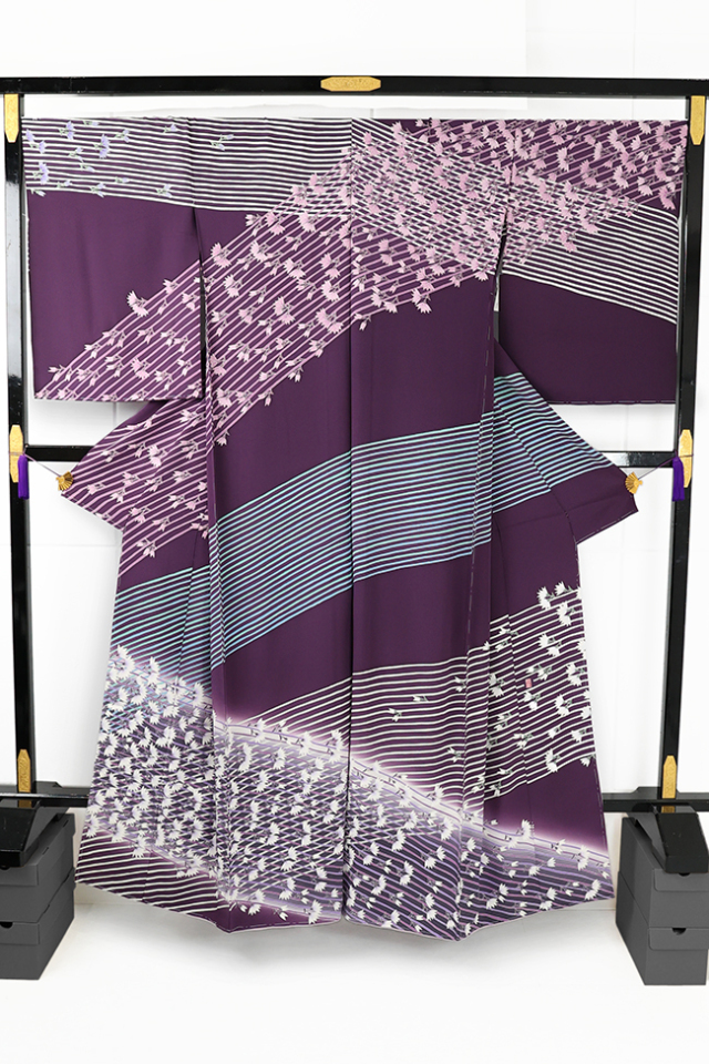 伝統的工芸品 本加賀友禅 訪問着 菊田宏幸 遊線 紫