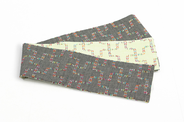 ひでや工房 綿 半幅帯 カットジャガード ミックス