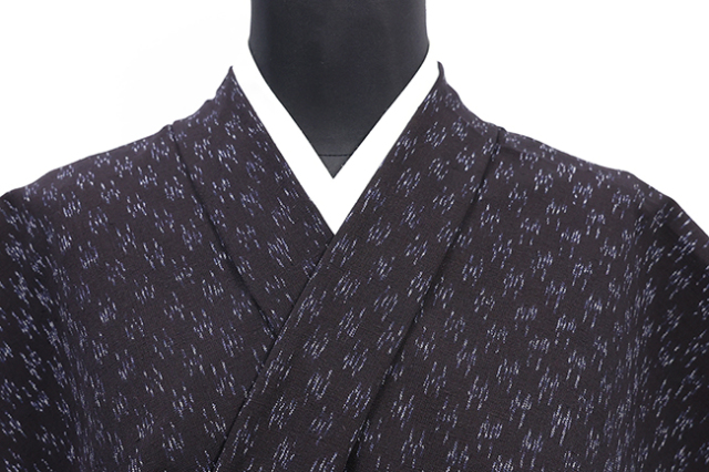 久留米絣 木綿着物 普段着きもの アラレ市松 広幅 黒×白