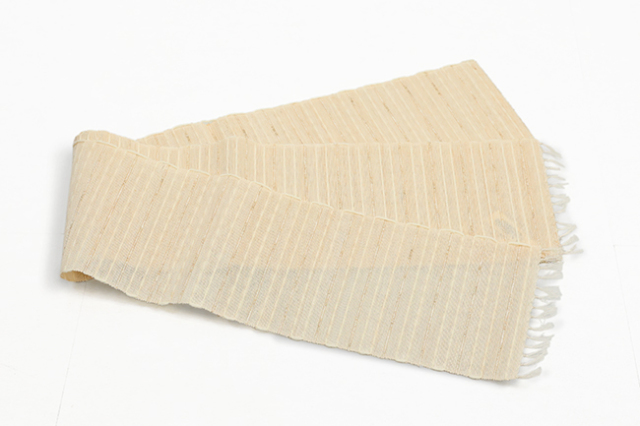 誉田屋源兵衛 芭蕉糸 半幅帯 夏帯 芭蕉段織 白×金糸