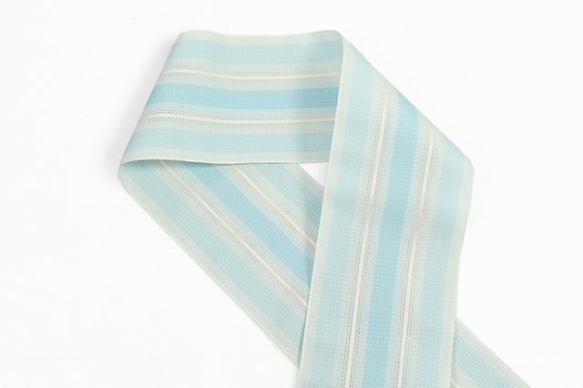 博多織 西村織物 正絹 半幅帯 粗紗 夏帯 悦 水色