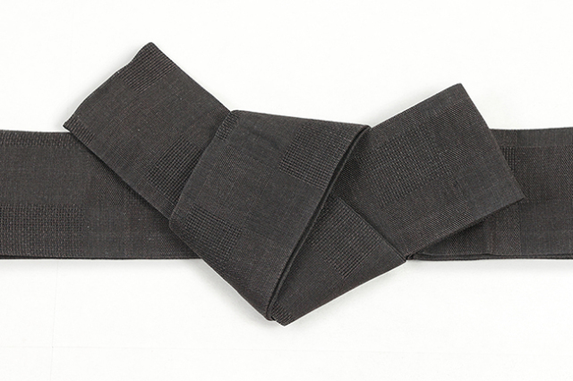 本麻 角帯 夏帯 格子 黒