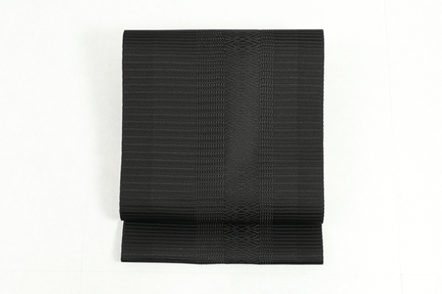 【価格はお問い合わせください】博多織 西村織物 正絹 夏 八寸名古屋帯 単衣用 粗紗八寸 松葉綟 献上柄 黒