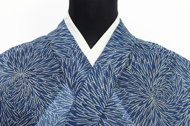 【4/24ライブショッピング紹介商品】江戸長板 夏着物 絹紅梅 豆引染 菊 青