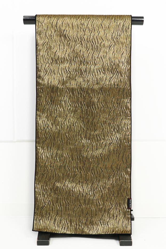 Rumi Rock (ルミロック) ひとえ八寸帯（兵児帯） シワ兵児 ゴールド×ブラック