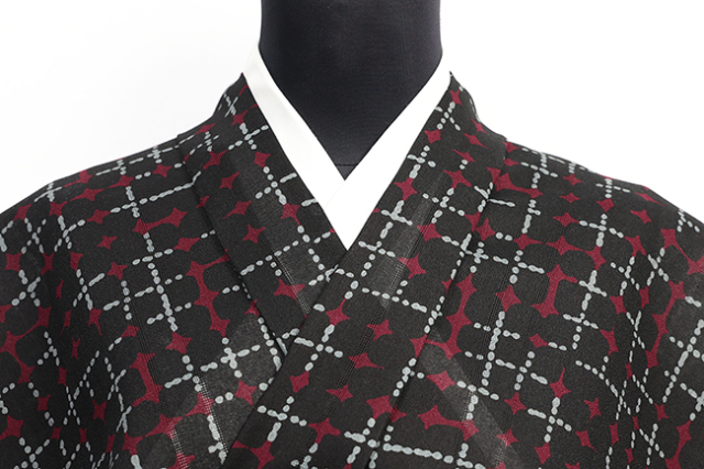 STUDIO by D'URBAN 浴衣(ゆかた) 綿 ドットチェック 黒×赤紫