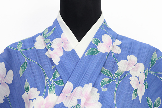 井登美 itomi 浴衣(ゆかた) 優華壇 綿 ハナミズキ 青 ◆男女兼用◆