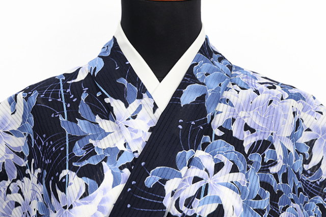 井登美 itomi 浴衣(ゆかた) 優華壇 綿 曼珠沙華 ひといろ 藍 ◆男女兼用◆