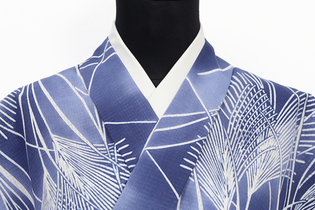 源氏物語 浴衣(ゆかた) 綿 注染 夏の尾花 青 ◆女性にオススメ◆